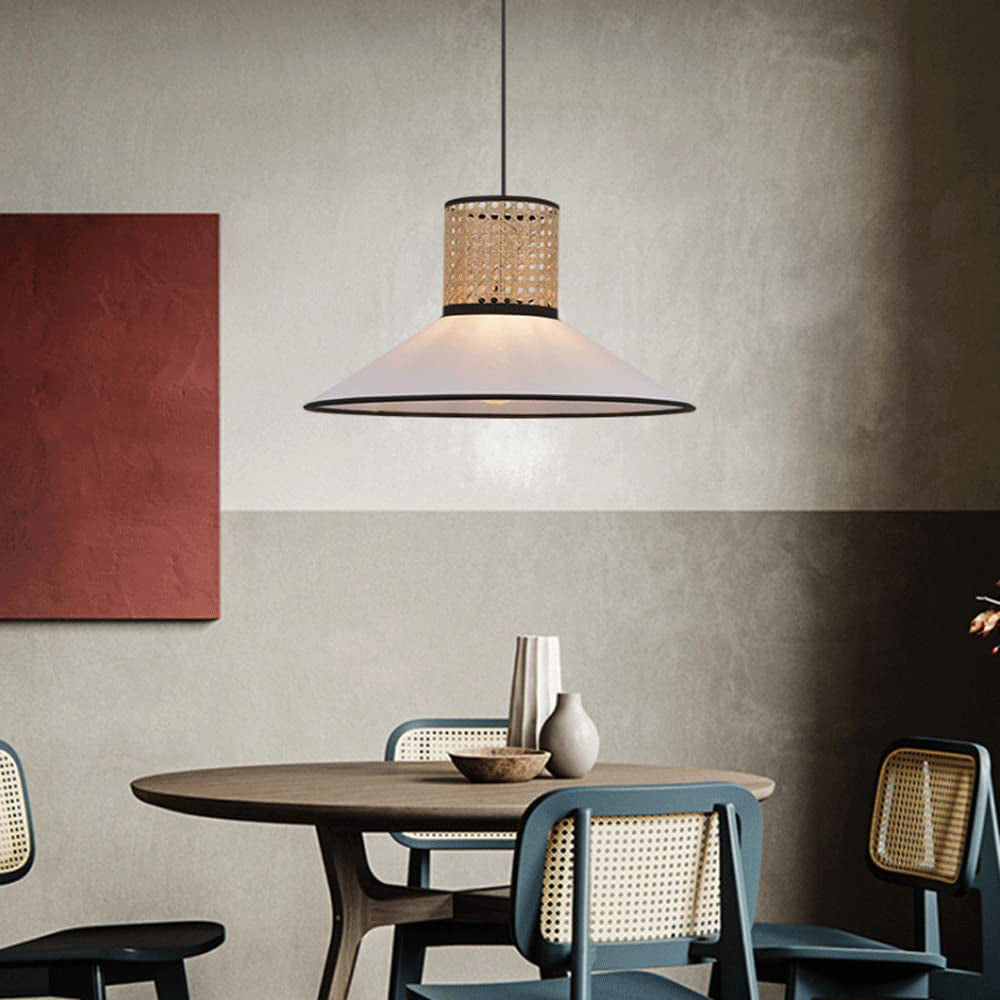 Ritta modern lampă suspendată din ratan/țesătură, alb