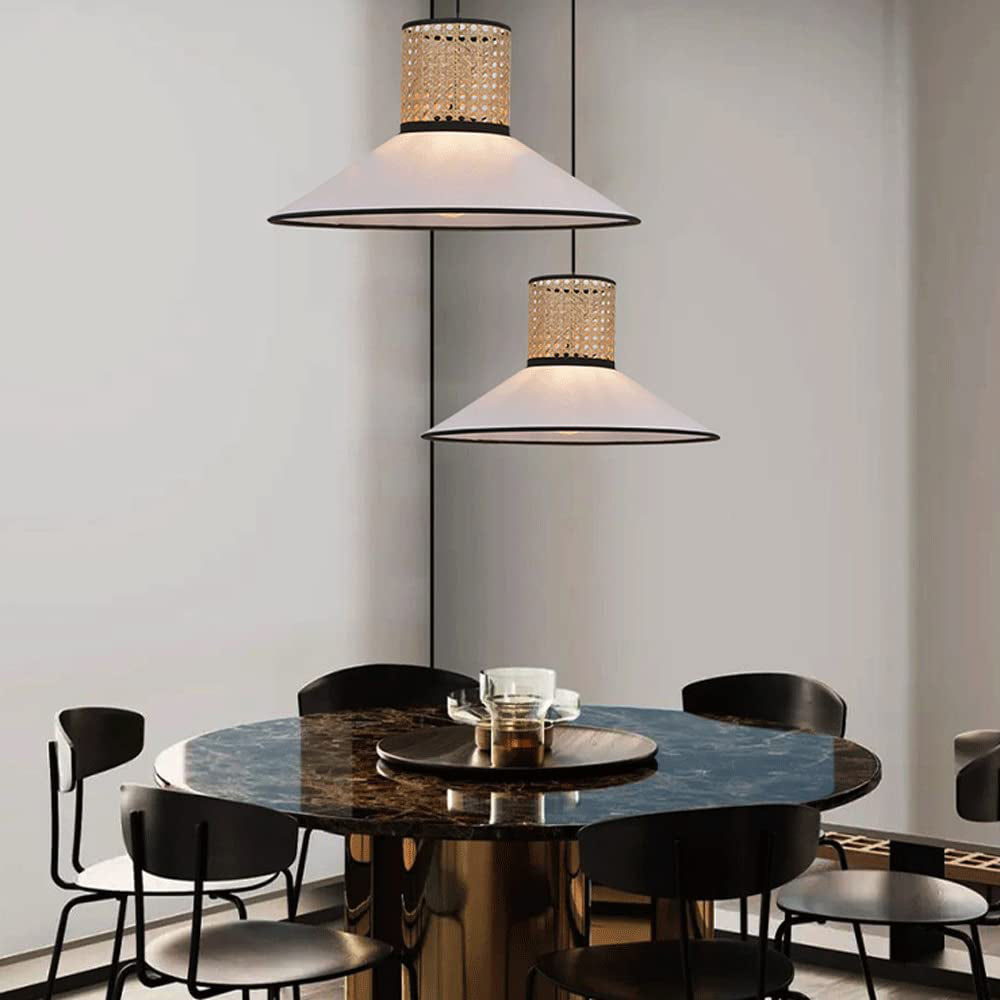 Ritta modern lampă suspendată din ratan/țesătură, alb