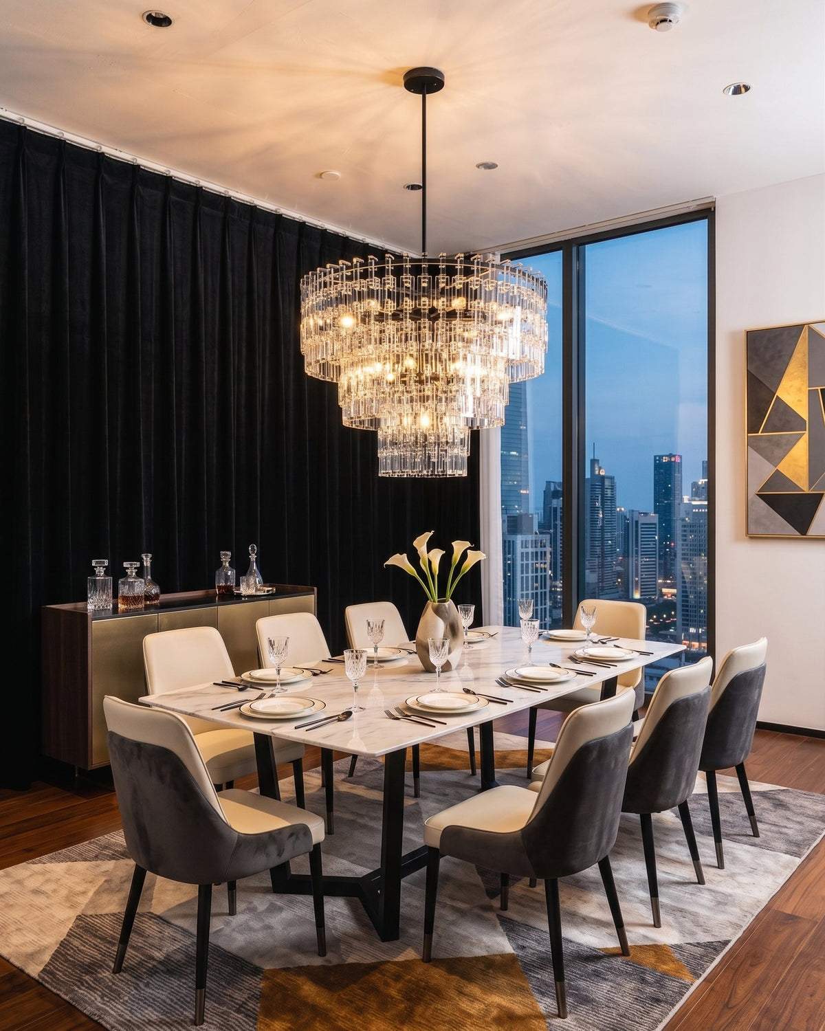 Elyelira candelabru din cristal, geometric