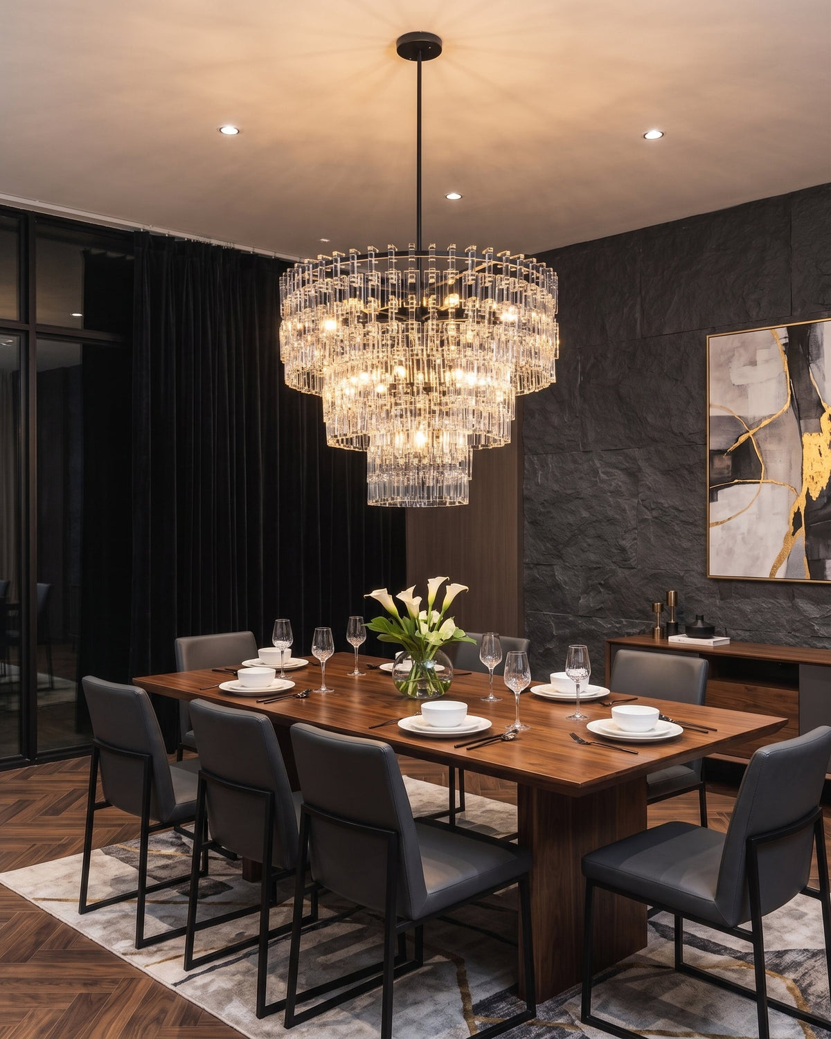 Elyelira candelabru din cristal, geometric