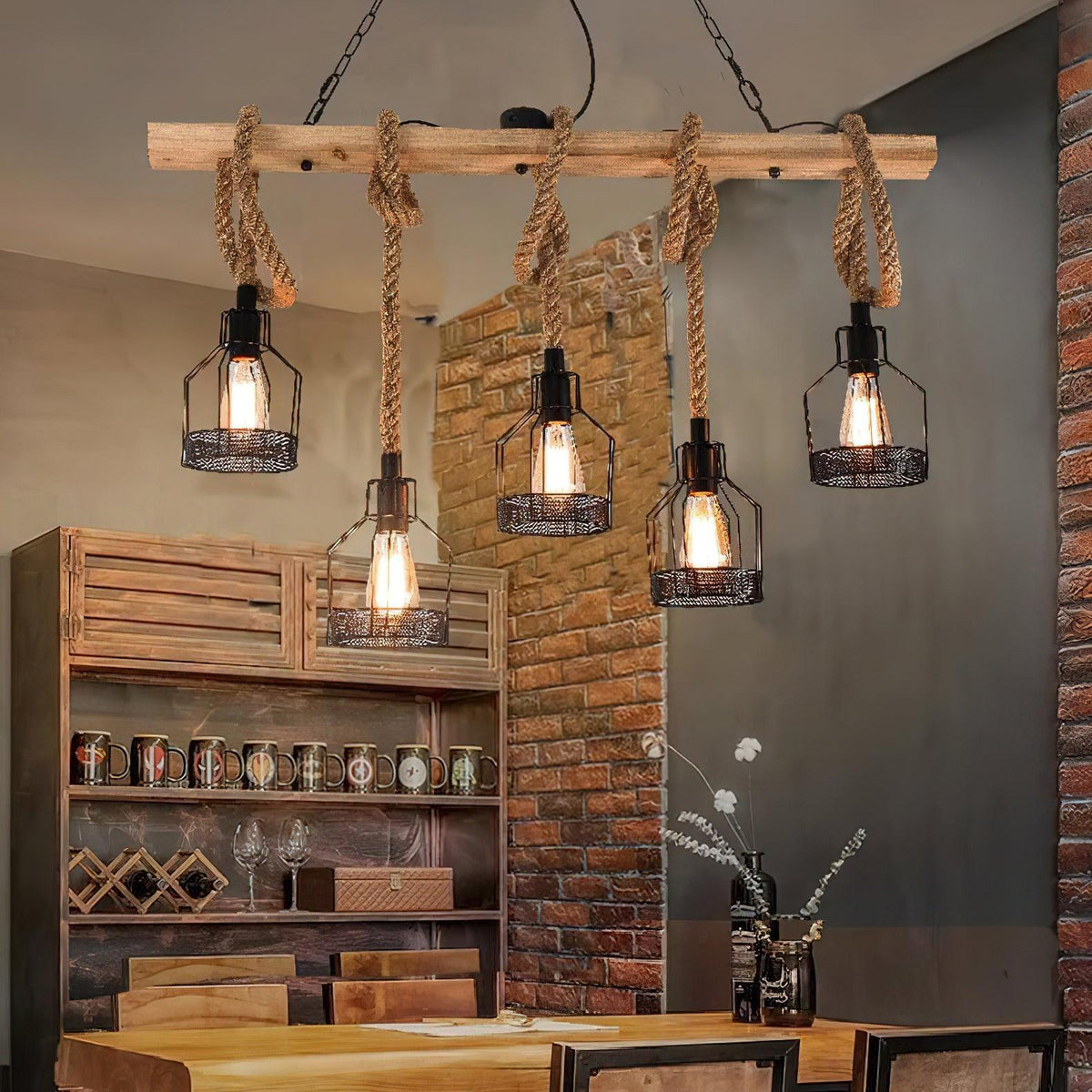 Quoro candelabru industrial cu Sfoară din Cânepă