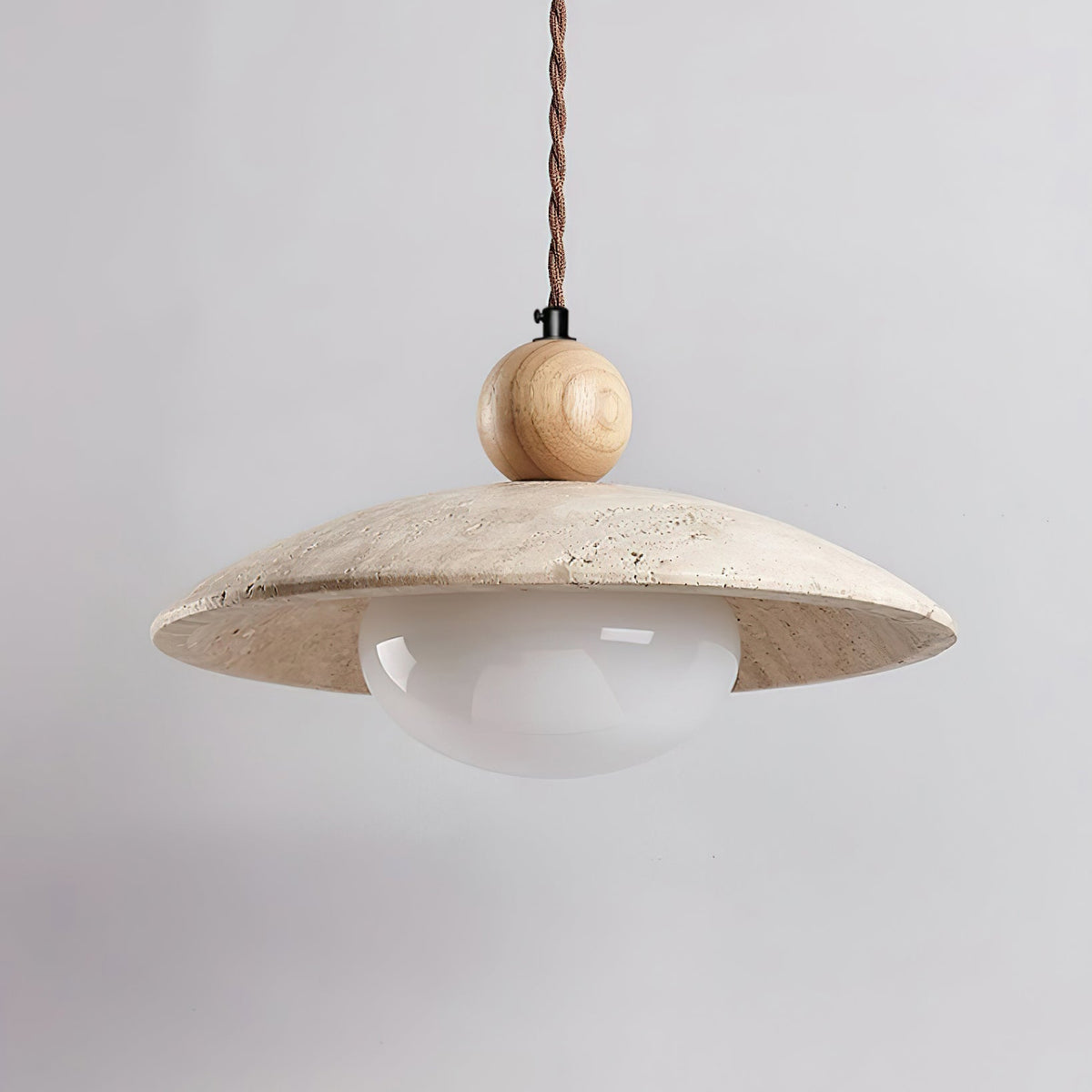 Travaro lampă suspendată din travertin și lemn, decorativă
