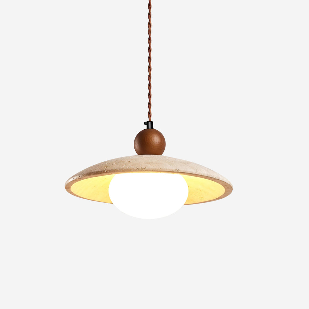 Travaro lampă suspendată din travertin și lemn, decorativă