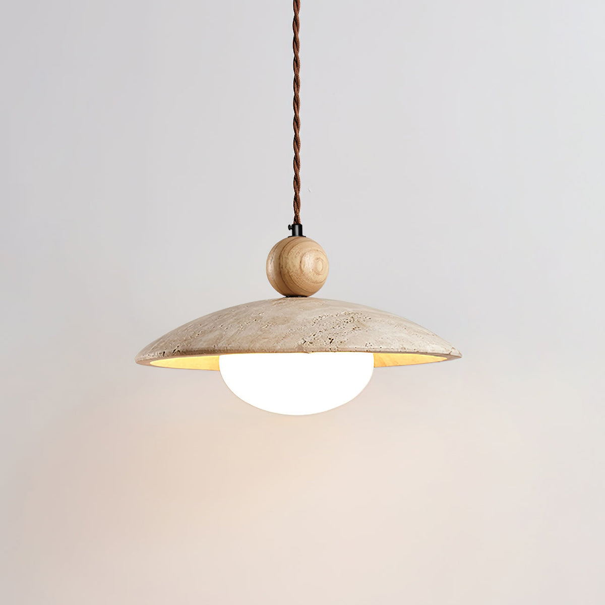 Travaro lampă suspendată din travertin și lemn, decorativă