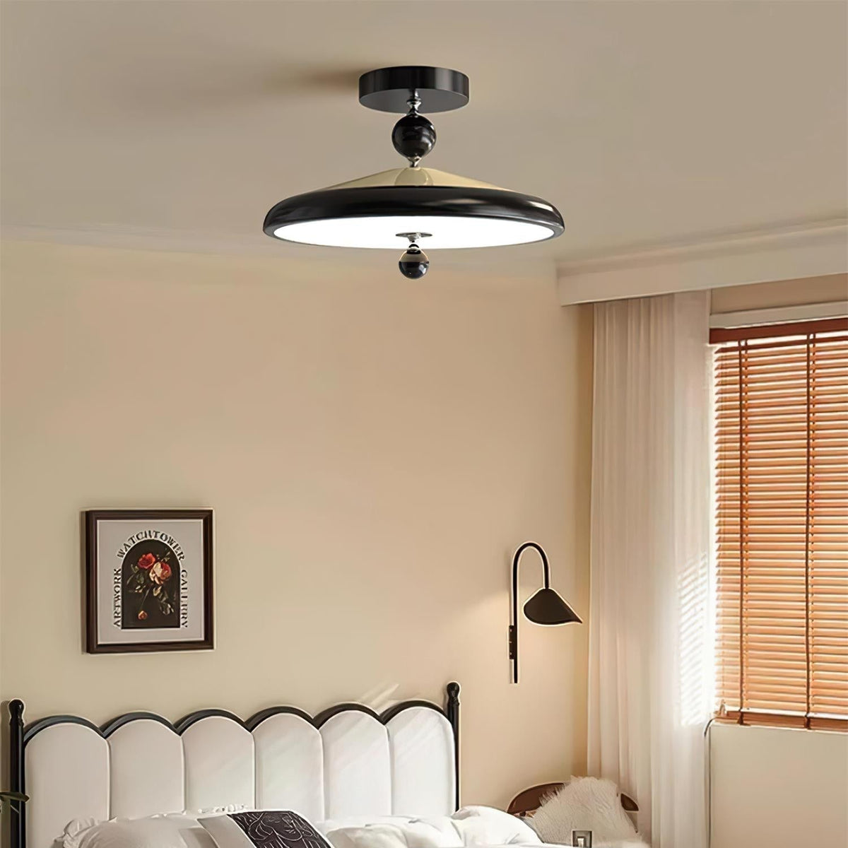 Sorvian plafonieră cu Cadru din lemn Rotund Stil Midcentury