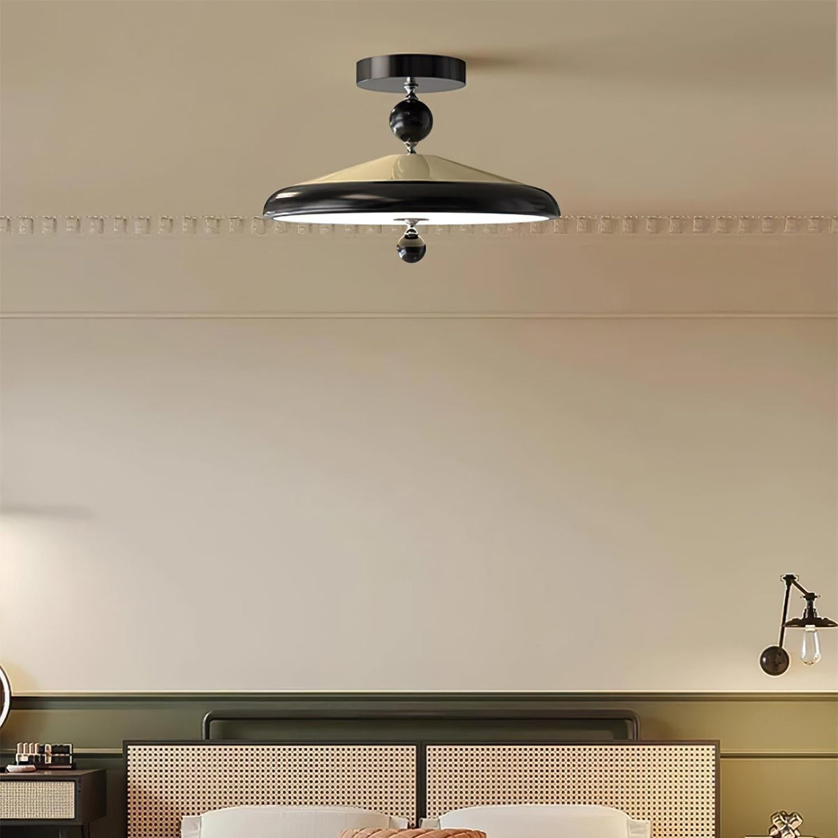Sorvian plafonieră cu Cadru din lemn Rotund Stil Midcentury