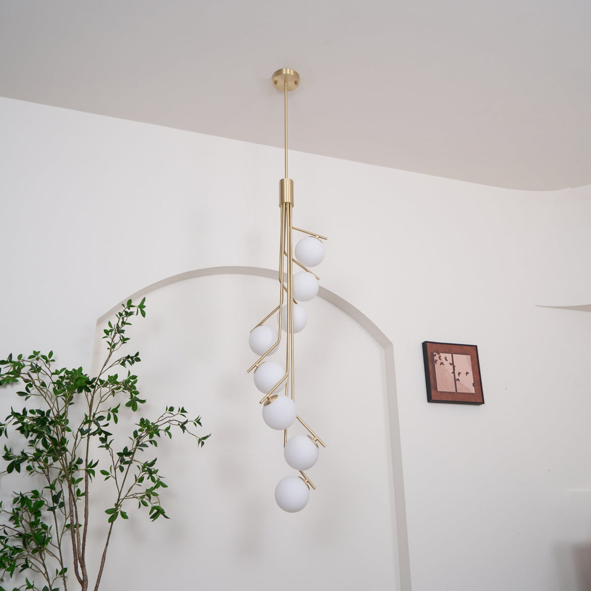 Solivine candelabru auriu, cu ramuri, cu glob, LED