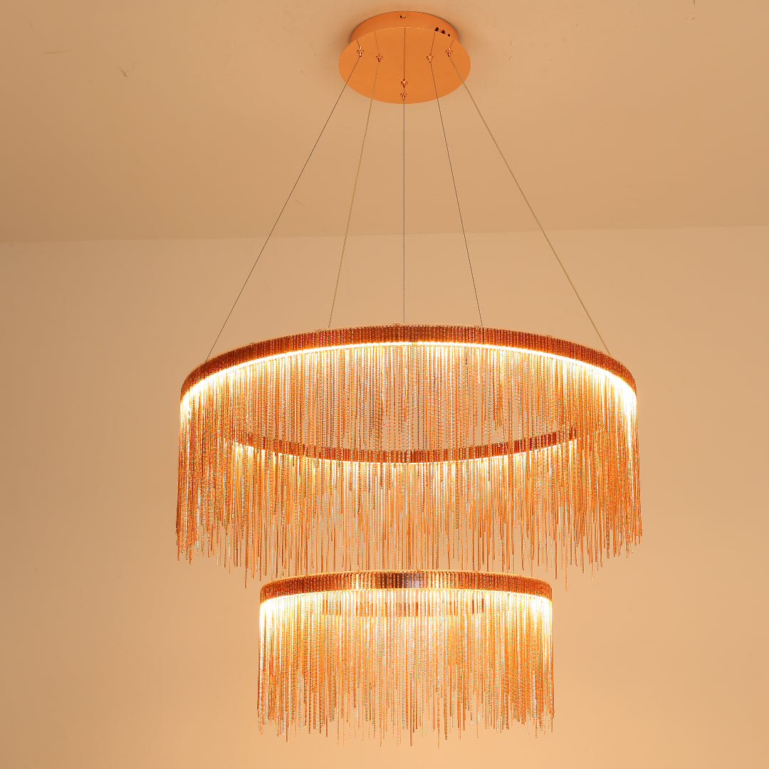 Arisha Tassel Chain Art Deco lampă suspendată Argintiu/Aur living/Hall
