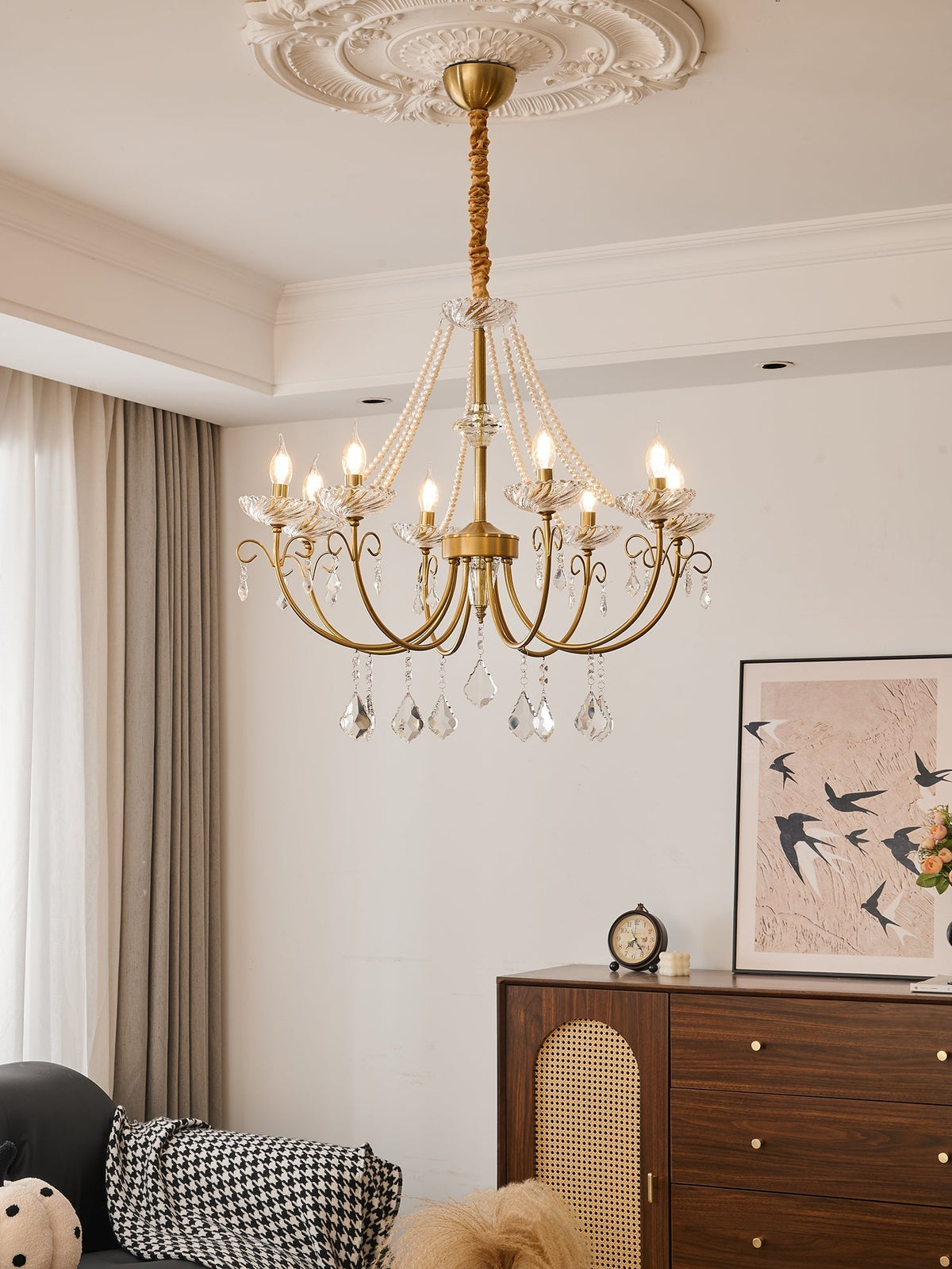 Elyisian candelabru din cristal, elegant, clasic, cu aspect perlat