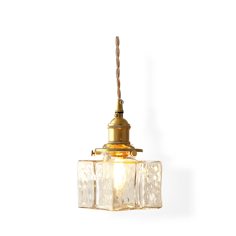 Ovely lampă suspendată vintage din sticlă bătută cu ciocan și corp din alamă