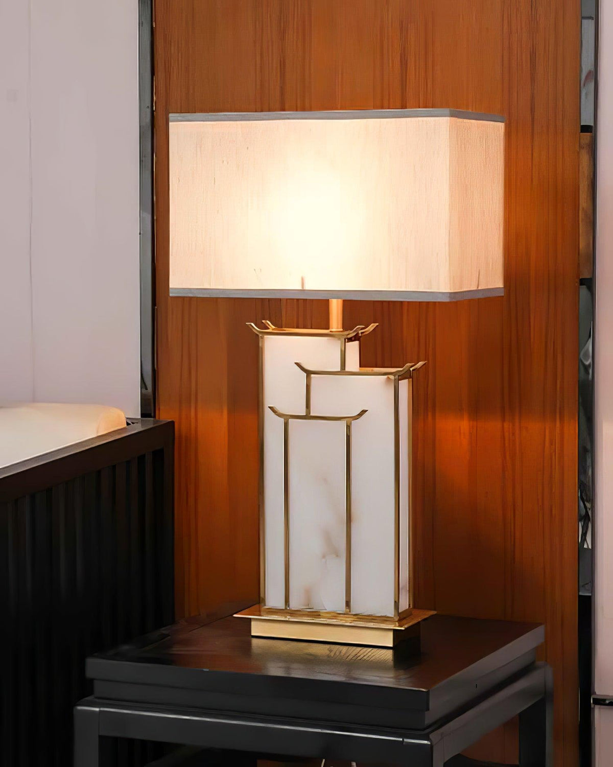 Nysilor Rectangular lampă de masă din sticlă