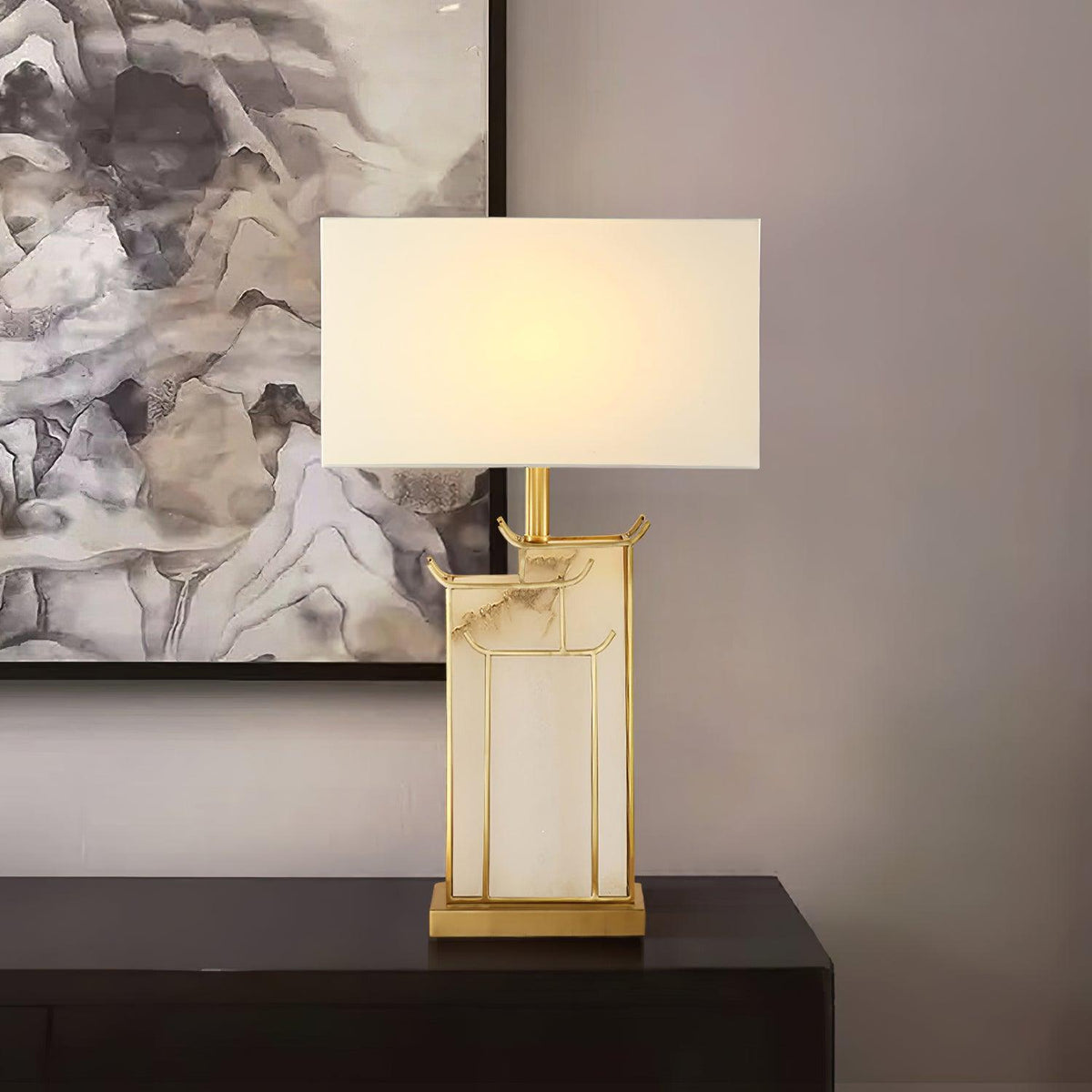 Nysilor Rectangular lampă de masă din sticlă