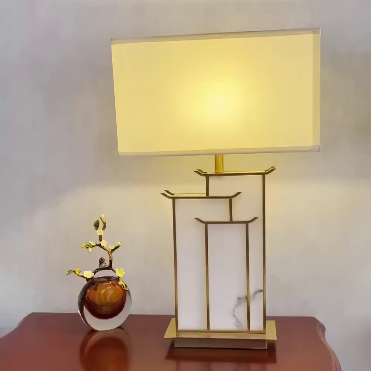 Nysilor Rectangular lampă de masă din sticlă