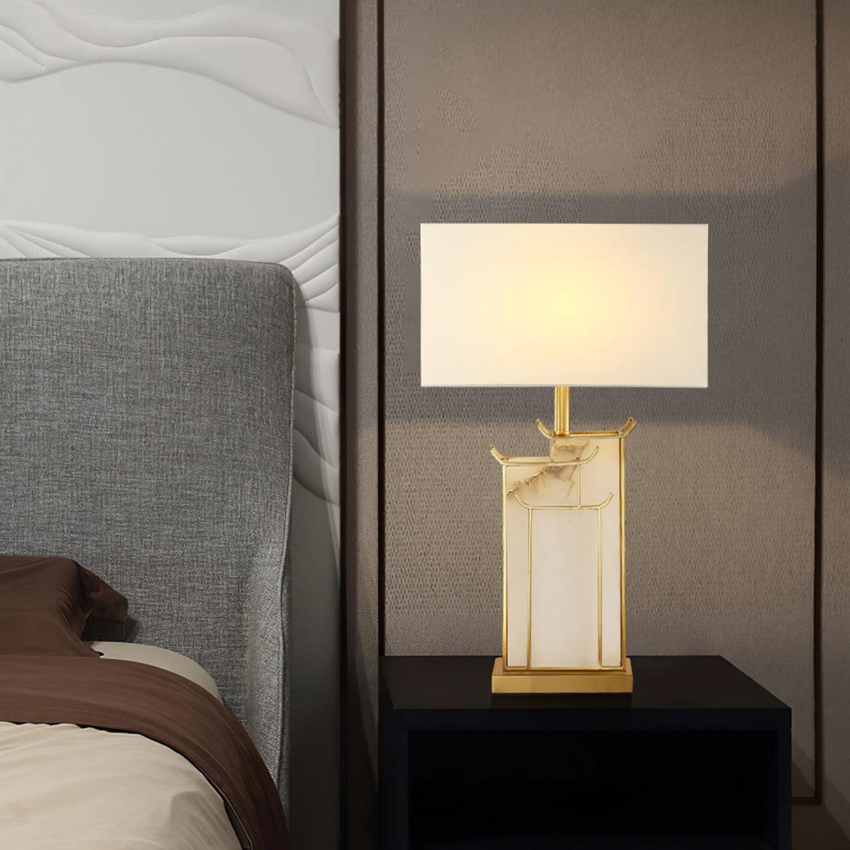 Nysilor Rectangular lampă de masă din sticlă