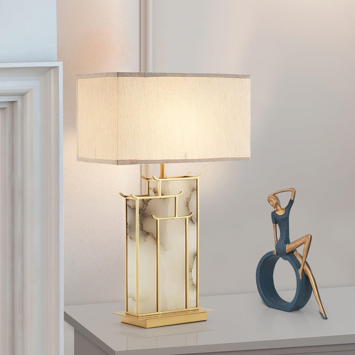 Nysilor Rectangular lampă de masă din sticlă