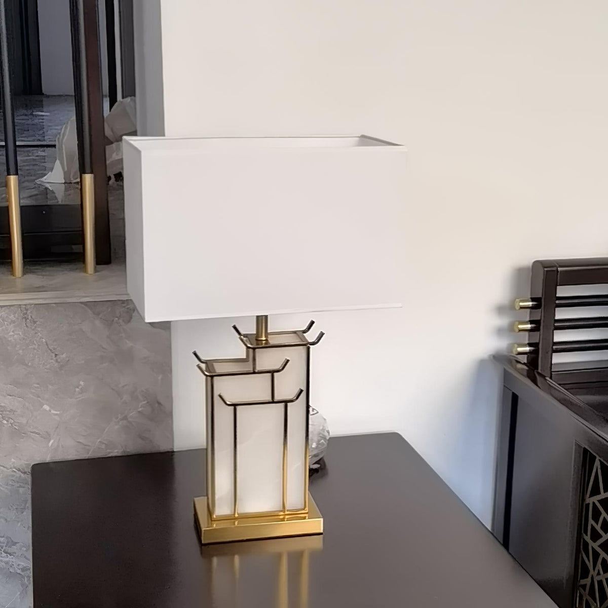 Nysilor Rectangular lampă de masă din sticlă
