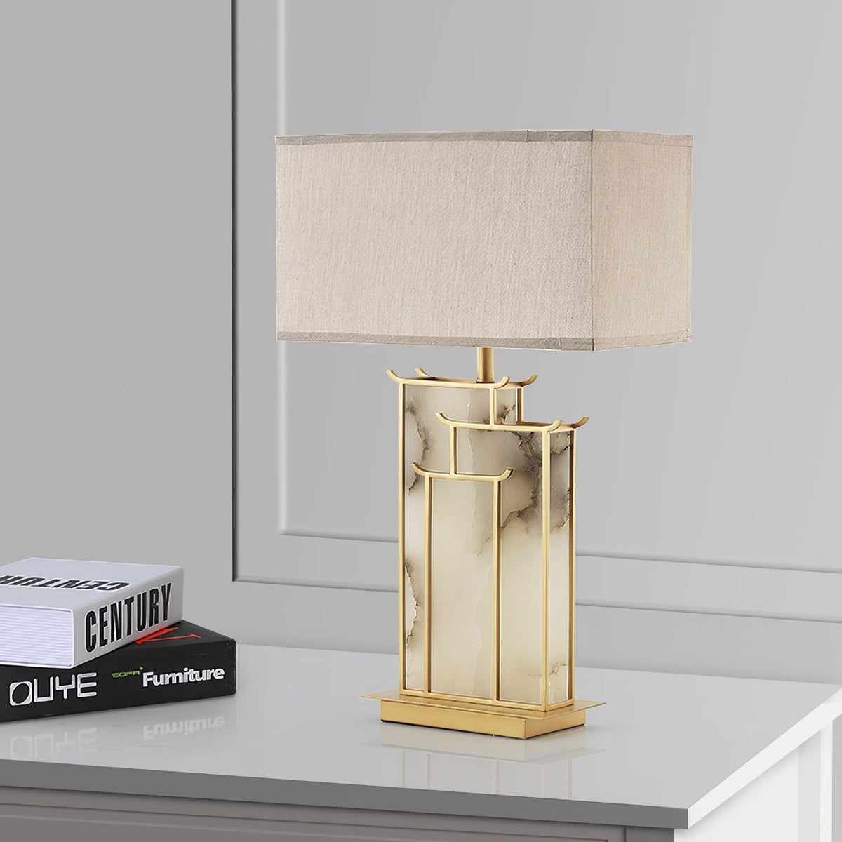 Nysilor Rectangular lampă de masă din sticlă