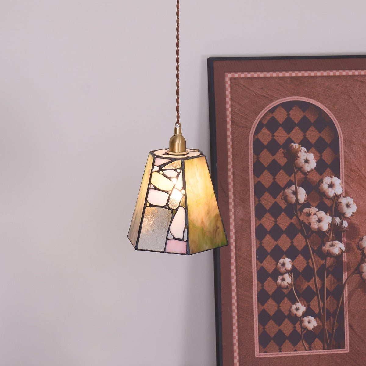 Fira Tiffany-Style lampă suspendată din sticlă colorată