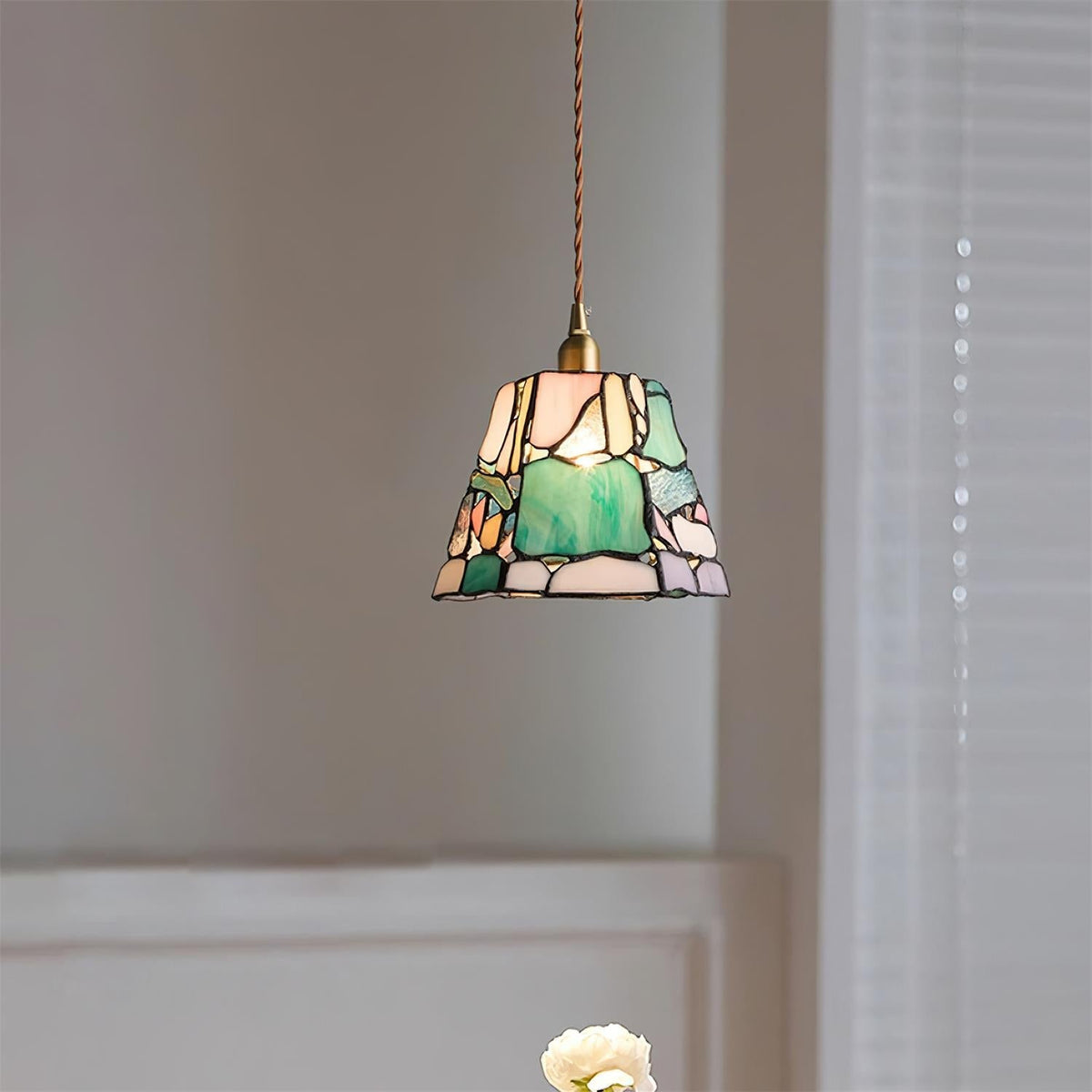 Fira Tiffany-Style lampă suspendată din sticlă colorată