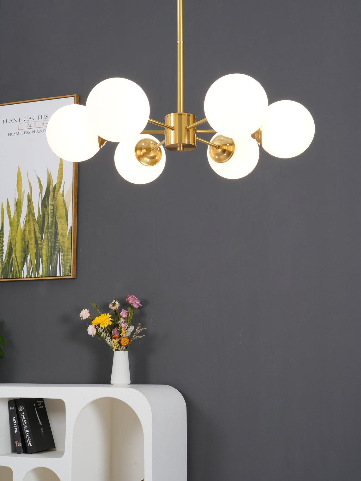 Eshlen candelabru din alamă și sticlă opal