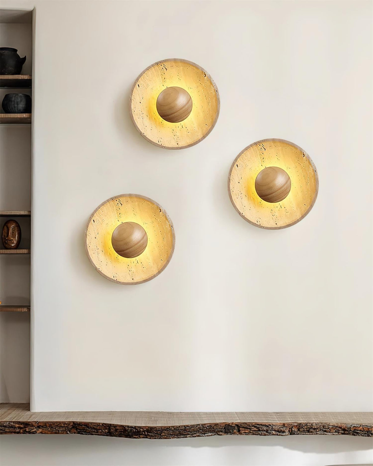 Norvian aplică de perete din travertin, minimalistă, rotundă