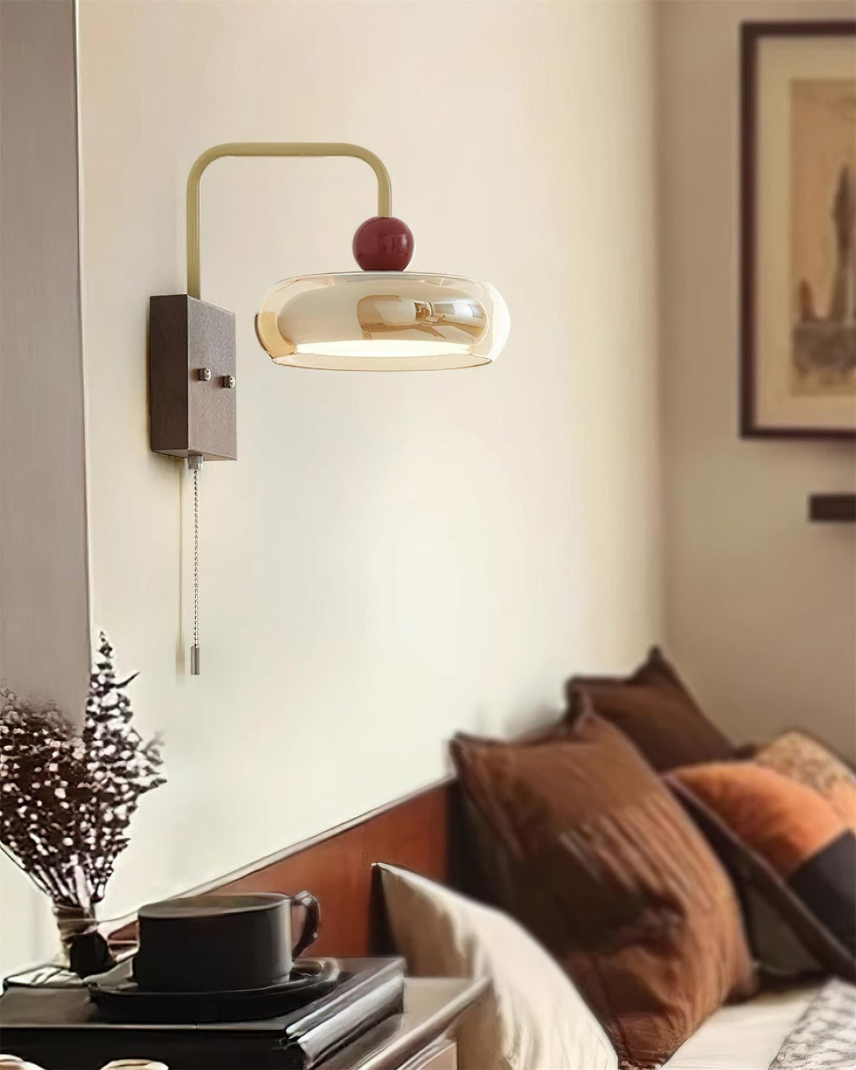 Lumiva aplică de Perete Retro sticlă lemn Cablu Tracțiune