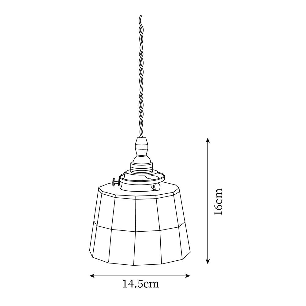 Lampă suspendată cu abajur din sticlă colorată, model vintage, detaliu alamă