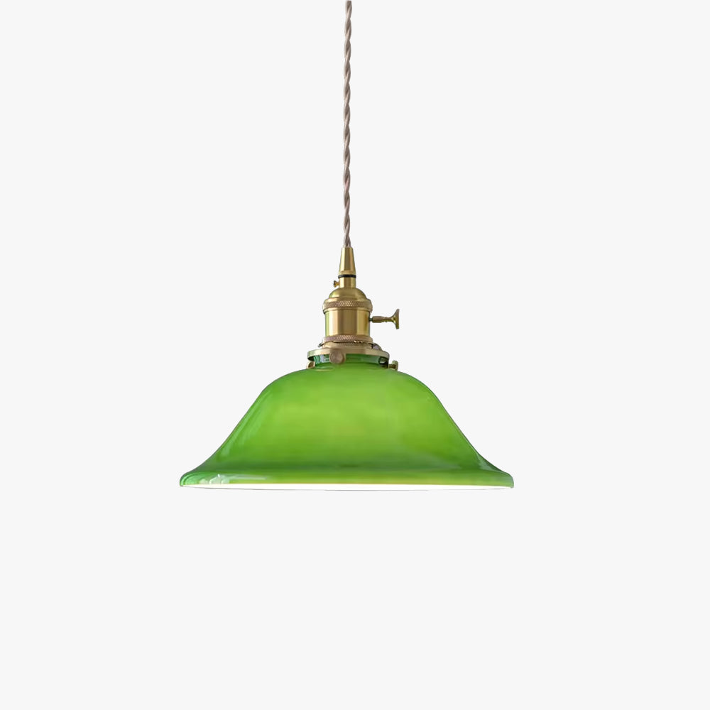 Valentina lampă suspendată verde din cupru și sticlă, rustică, vintage, LED, pentru sufragerie