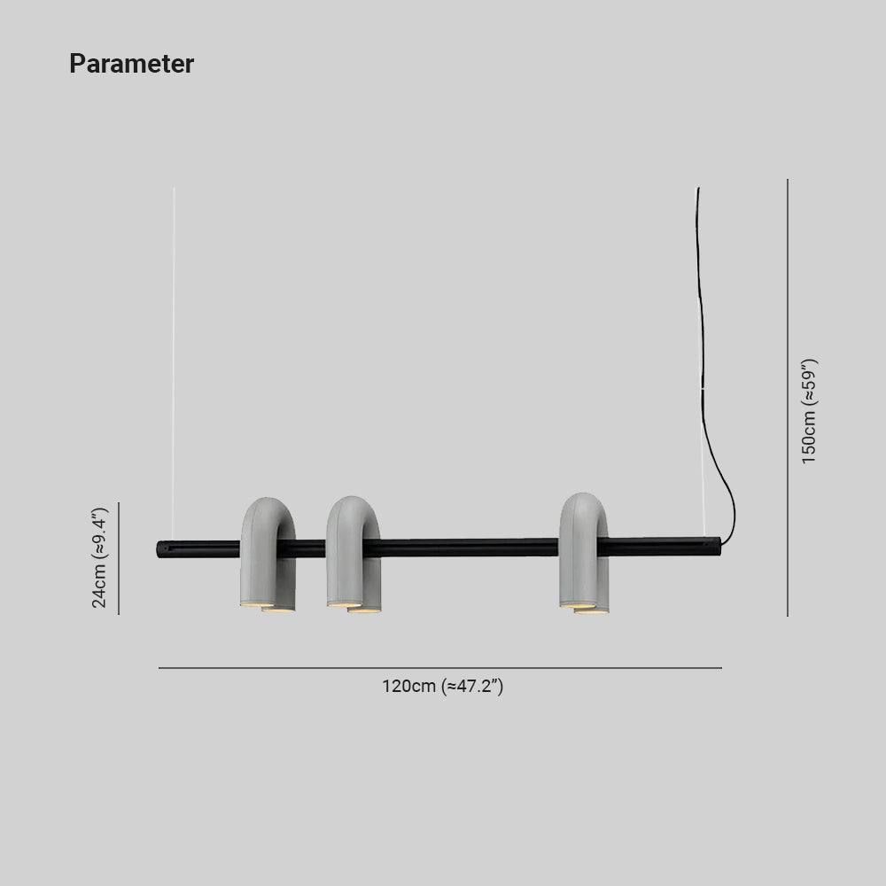 Arisha lampă suspendată modernă Lineară cu 3 Surse de Lumină în Formă de U