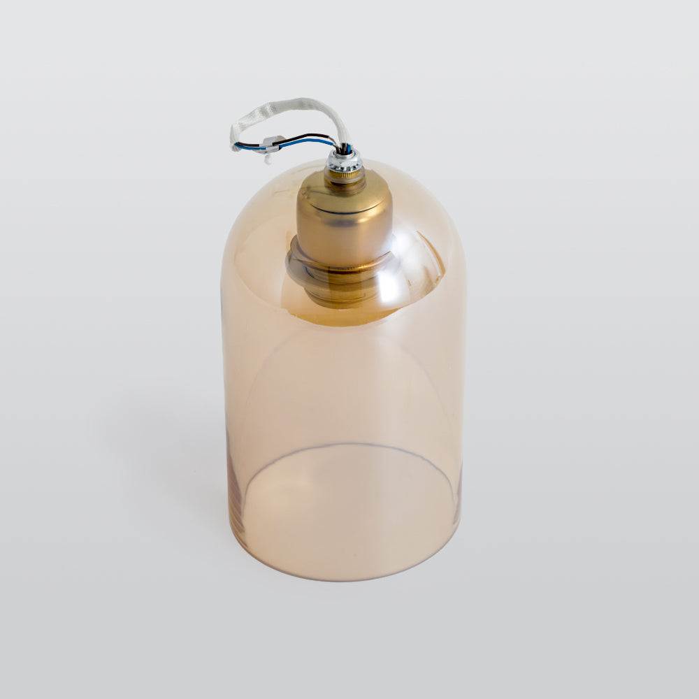 Valentina plafonieră cilindrică modernă cu sticlă transparentă, cognac/gri