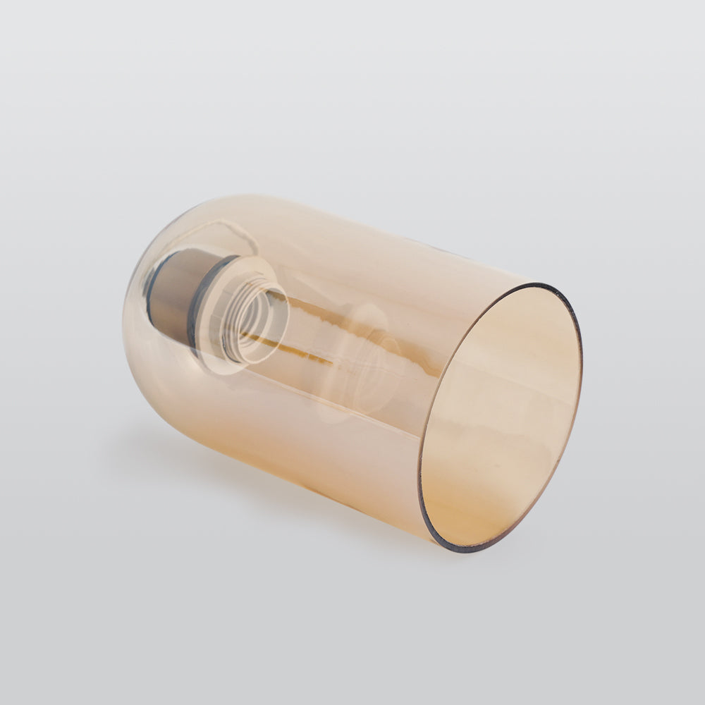 Valentina plafonieră cilindrică modernă cu sticlă transparentă, cognac/gri