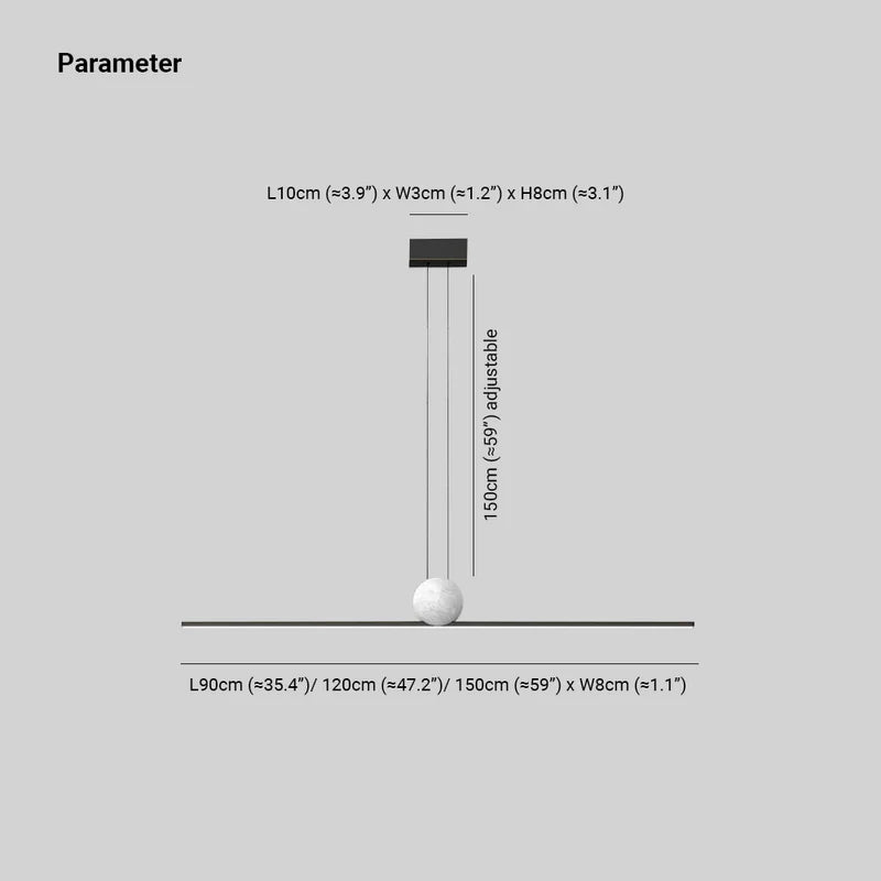 Arisha lampă suspendată din marmură, minimalistă, liniară, cu bule