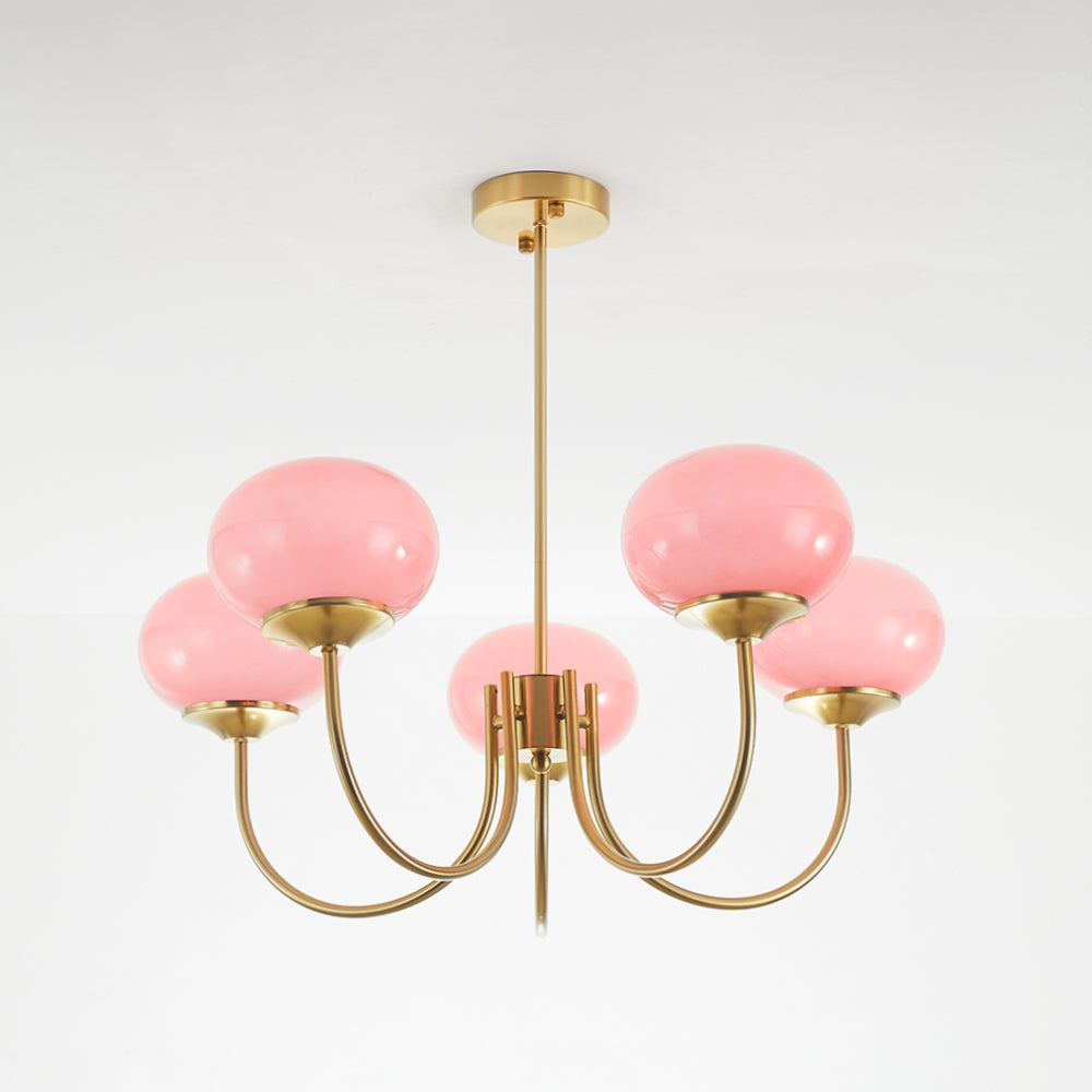 Valentina Retro Art Deco glob candelabru, alb/Roz/Bej