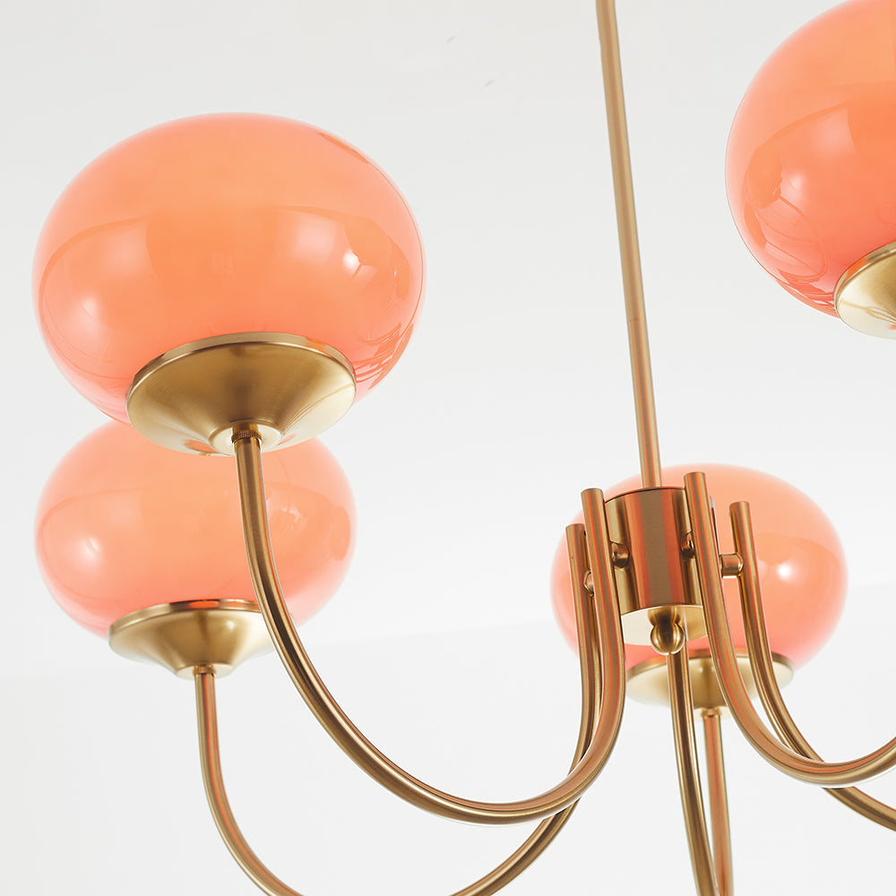 Valentina Retro Art Deco glob candelabru, alb/Roz/Bej