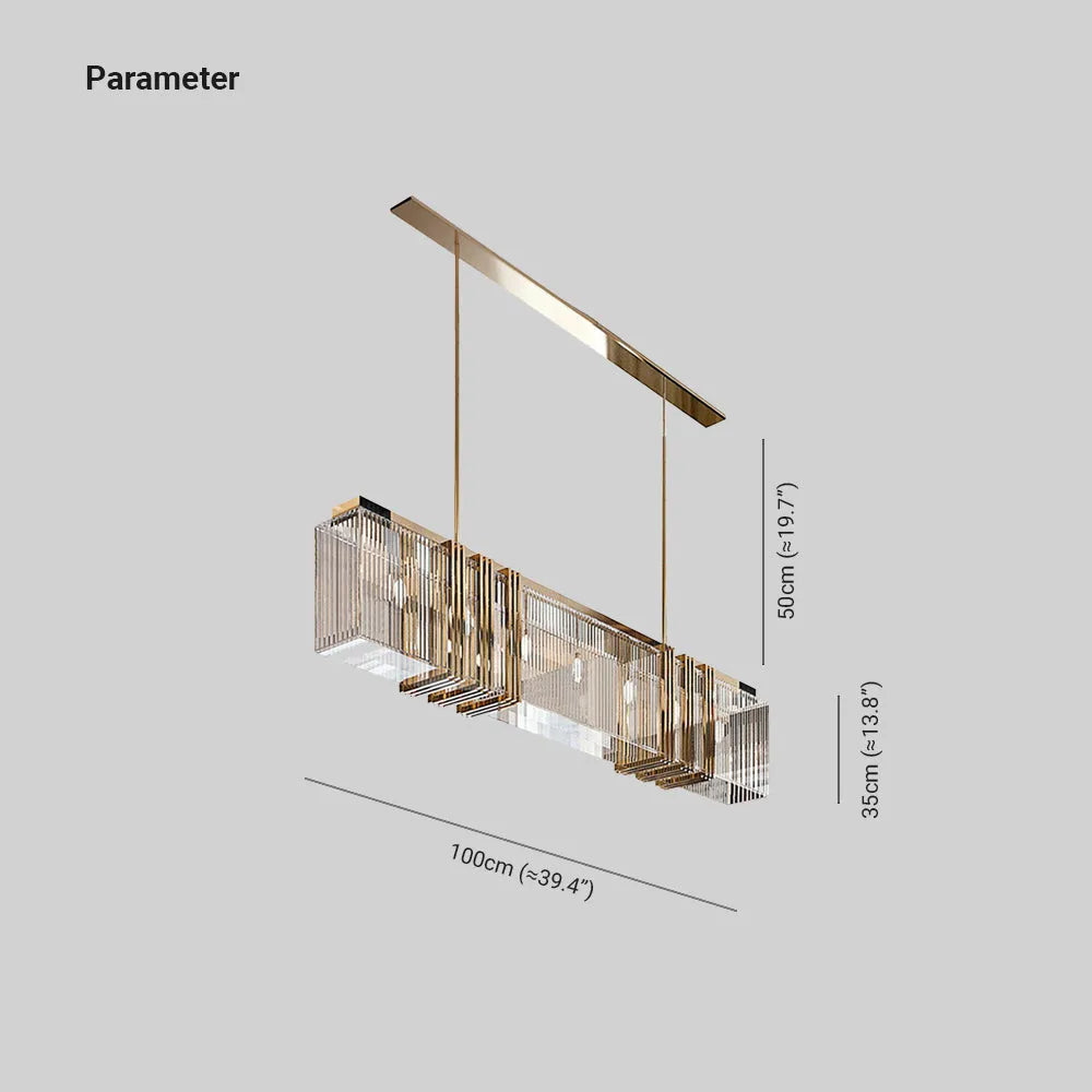 Kristy lampă suspendată candelabru Suspendat Metalic, Formă Rectangulară, Finisaj Aur