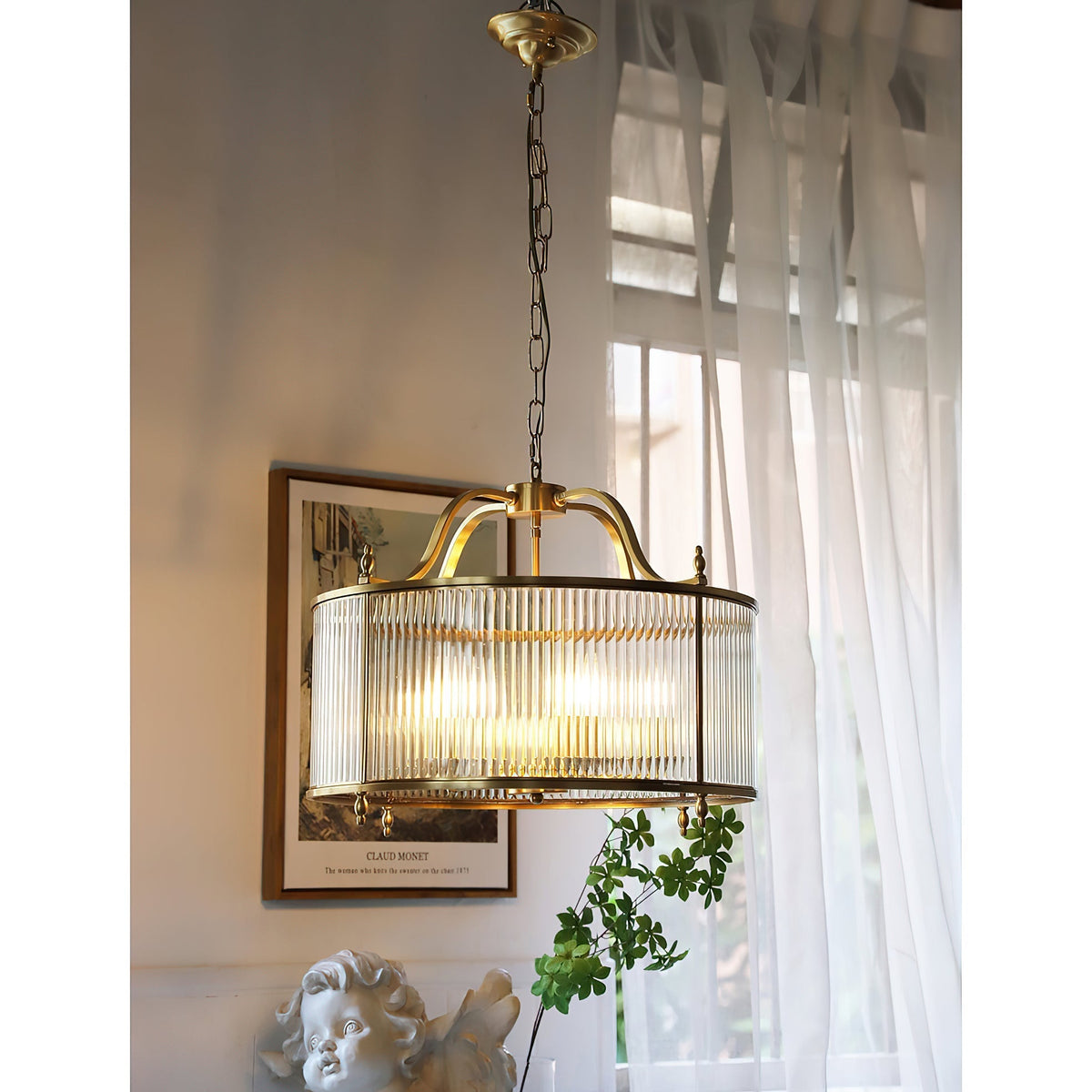 Havren candelabru din sticlă, în formă de tambur