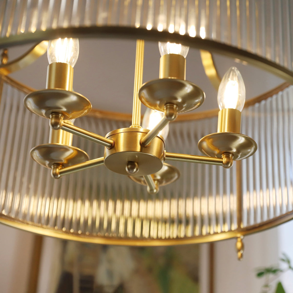 Havren candelabru din sticlă, în formă de tambur
