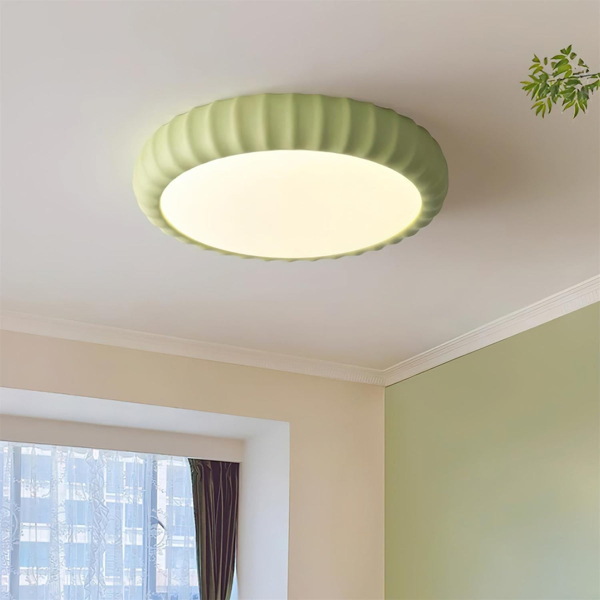 Plafonieră aplicată modernă minimalistă din rășină cu finisaj verde