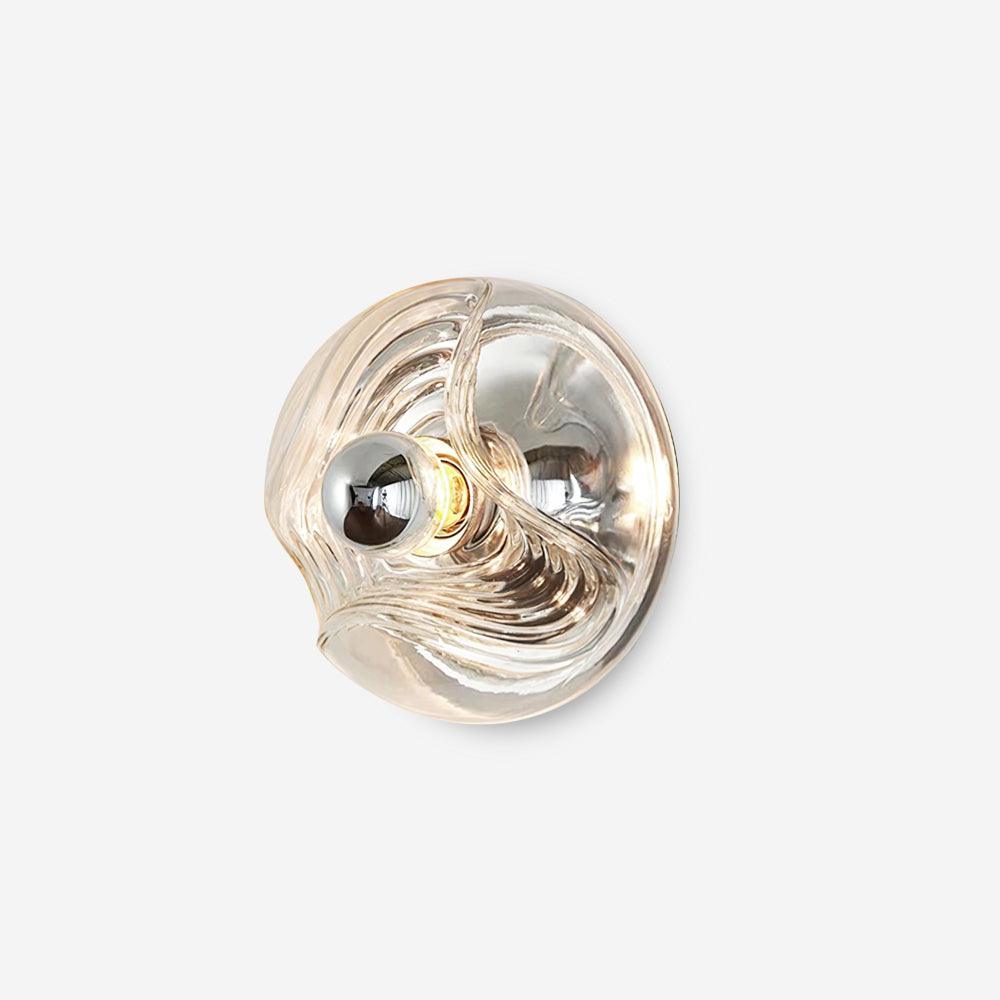 Aplică de perete cu textură swirl, finisaj transparent fumuriu gri modern