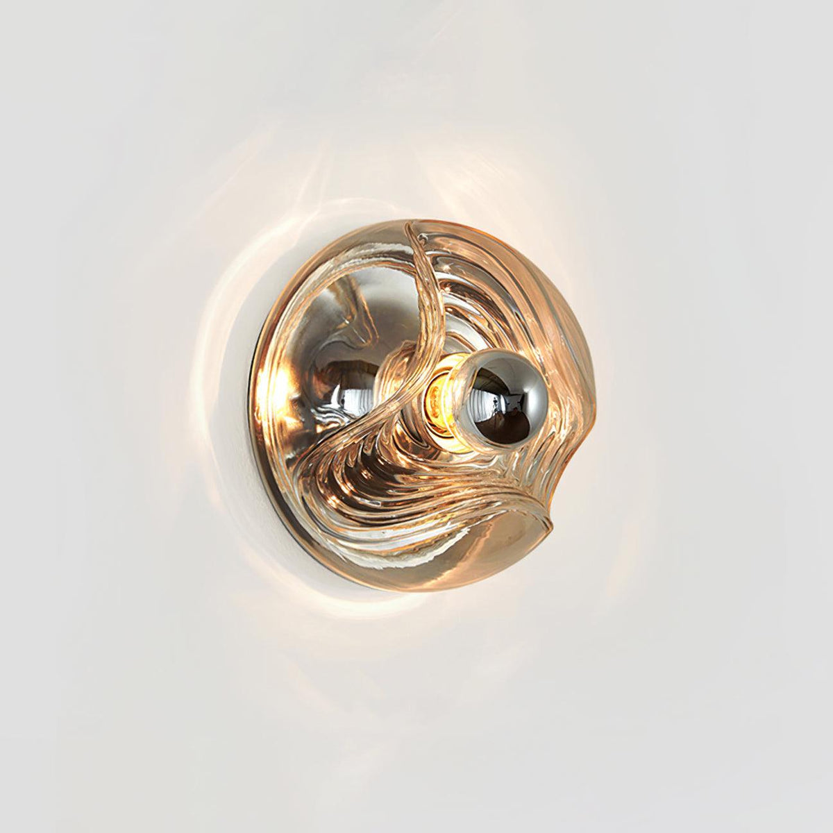 Aplică de perete cu textură swirl, finisaj transparent fumuriu gri modern