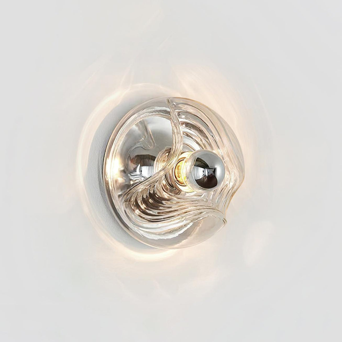 Aplică de perete cu textură swirl, finisaj transparent fumuriu gri modern