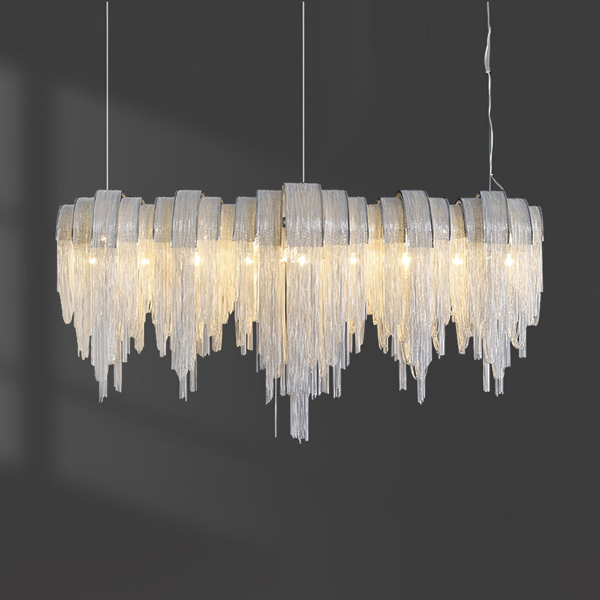 Tarien candelabru Lanțuri Stratificate Nichel Lux