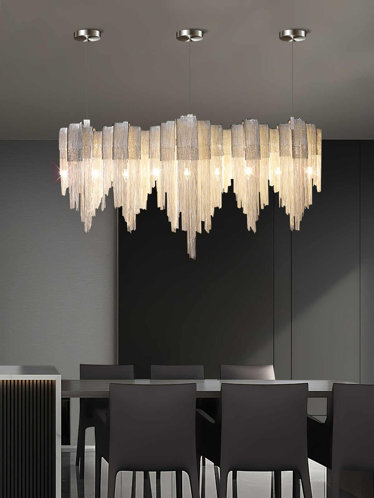 Tarien candelabru Lanțuri Stratificate Nichel Lux
