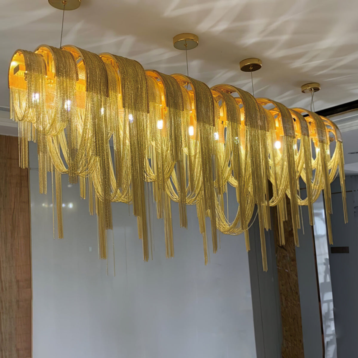 Tarien candelabru Lanțuri Stratificate Nichel Lux
