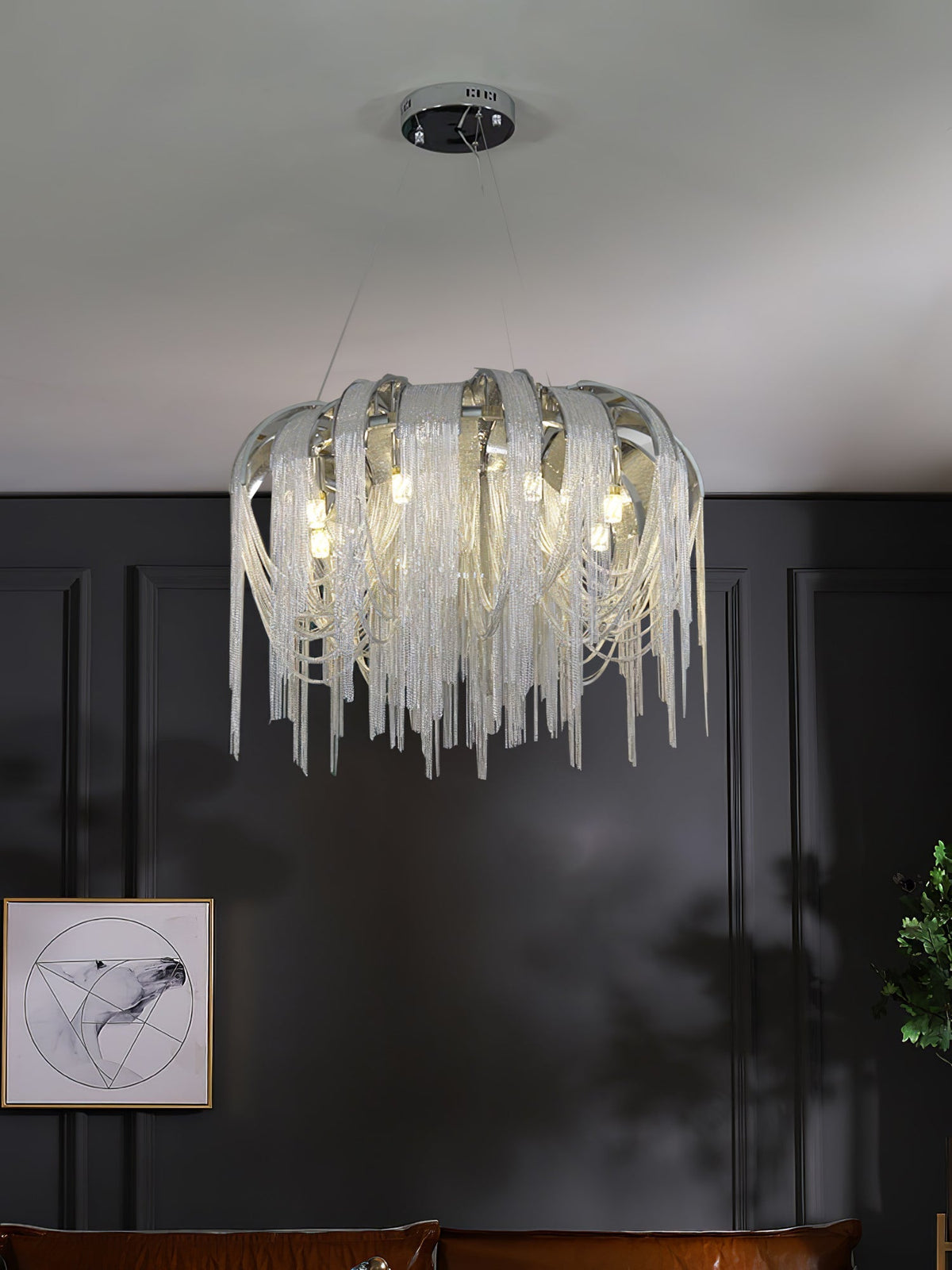 Tarien candelabru Lanțuri Stratificate Nichel Lux
