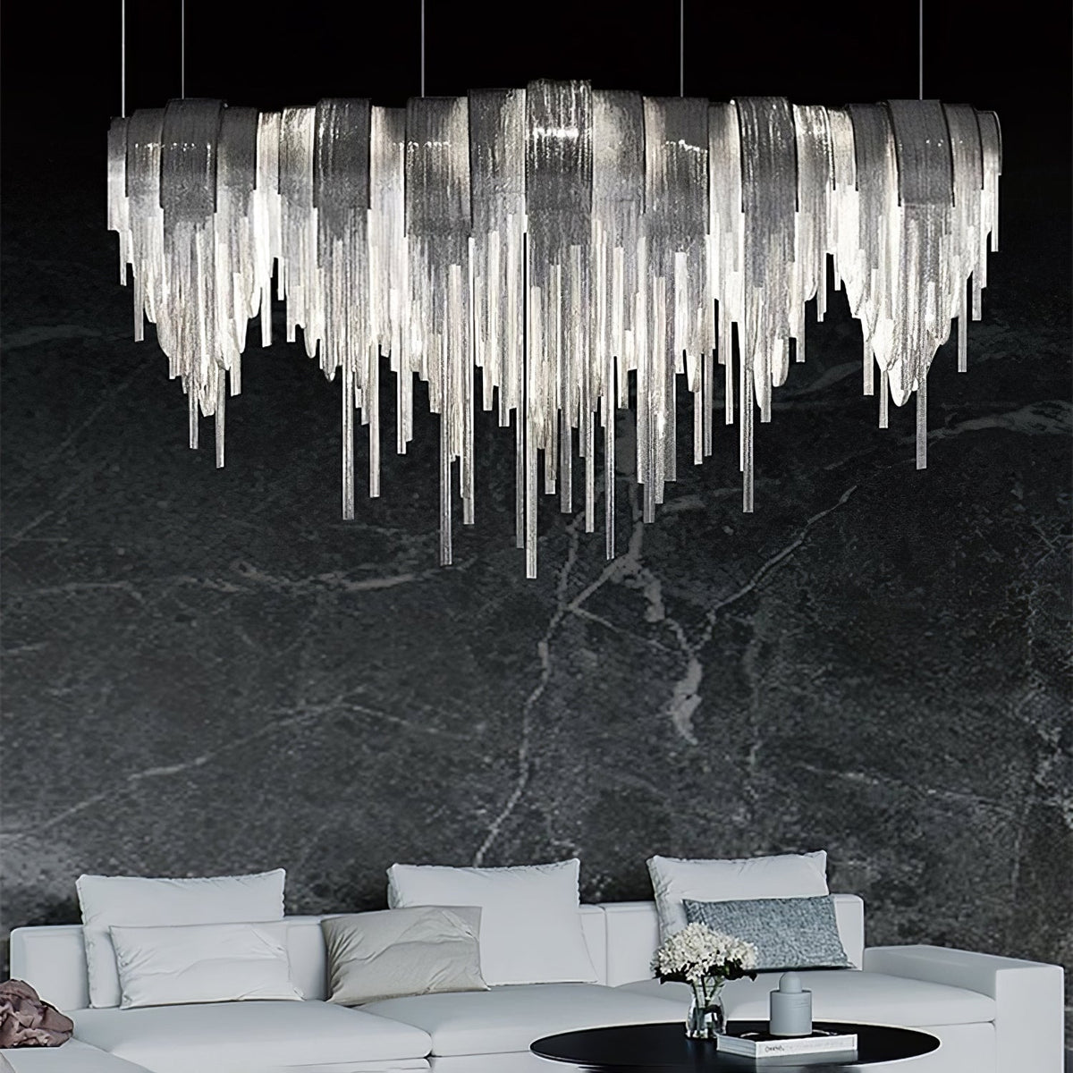 Tarien candelabru Lanțuri Stratificate Nichel Lux