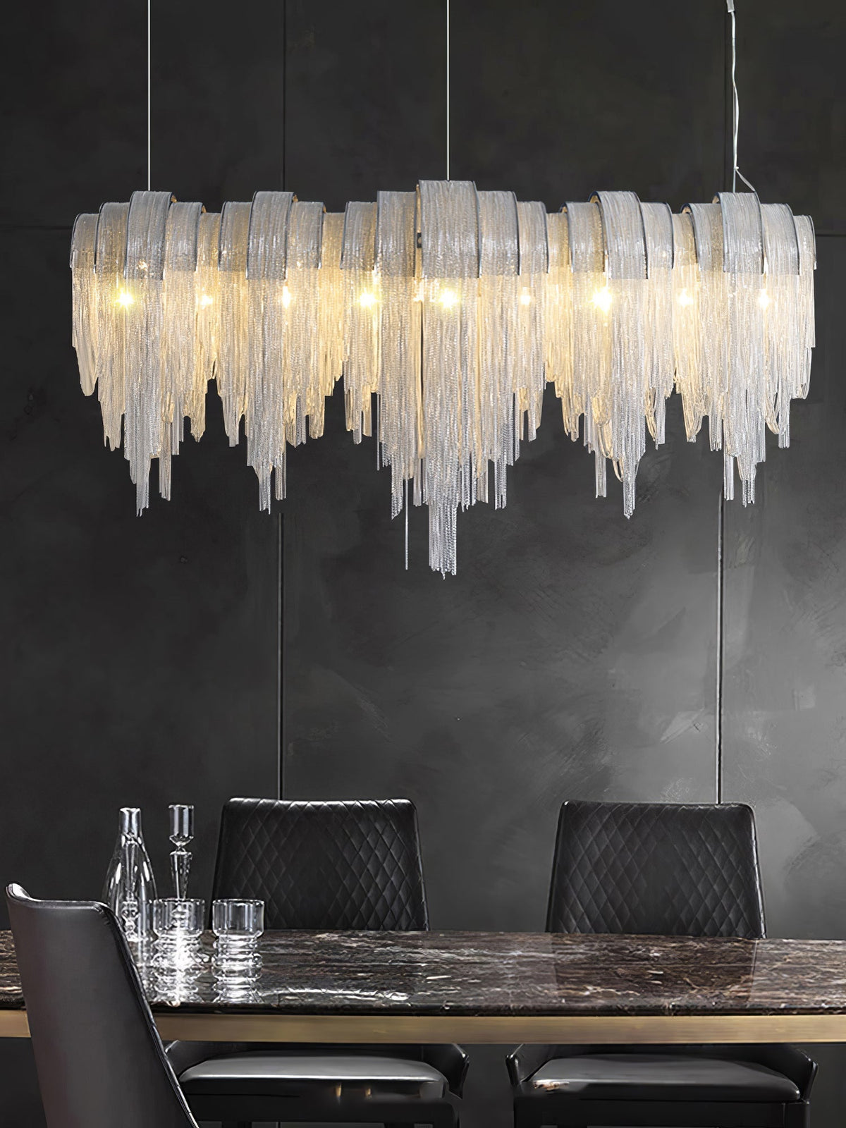 Tarien candelabru Lanțuri Stratificate Nichel Lux
