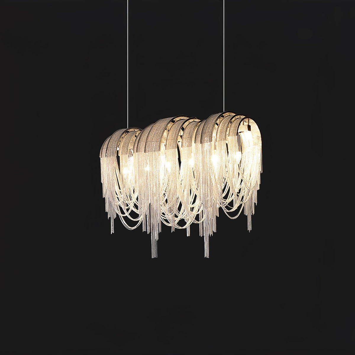Tarien candelabru Lanțuri Stratificate Nichel Lux