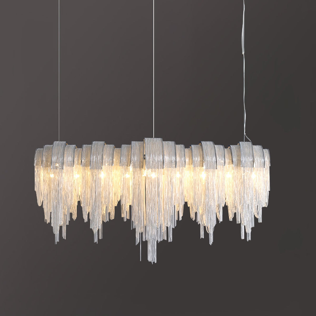 Tarien candelabru Lanțuri Stratificate Nichel Lux