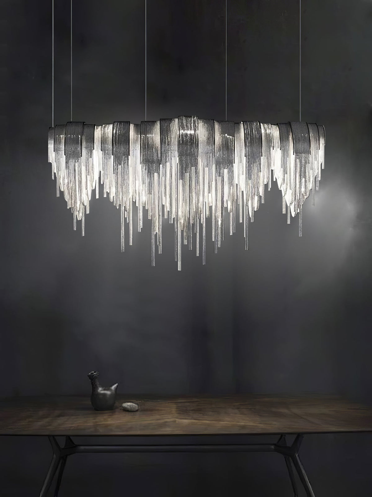 Tarien candelabru Lanțuri Stratificate Nichel Lux